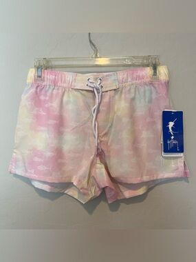 Guy Harvey Pastel Tie-Dye Athletic Swimming Boating Shorts - Size S Sachet Pink